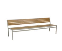 Florida Seating AL-5602 BENCH Outdoor Faux Teak Bench, Silver Powder Coated Frame