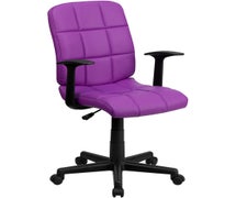 Flash Furniture GO-1691-1-PUR-A-GG Mid-Back Purple Quilted Vinyl Swivel Task Office Chair with Arms