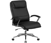 Flash Furniture GO-2192-BK-GG High Back Designer Black Faux Leather Executive Swivel Office Chair with Padded Arms and Chrome Base