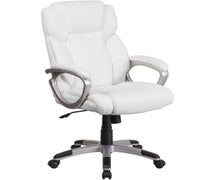 Flash Furniture GO-2236M-WH-GG Mid-Back White Faux Leather Executive Swivel Chair with Padded Arms