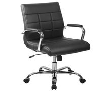 Flash Furniture GO-2240-BK-GG Mid-Back Black Vinyl Executive Swivel Office Chair with Chrome Arms