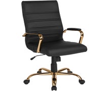 Flash Furniture GO-2286H-BK-GLD-GG High Back Black Faux LeatherSoft Executive Swivel Office Chair with Gold Frame and Arms