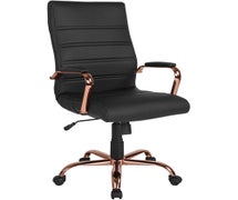 Flash Furniture GO-2286H-BK-RSGLD-GG High Back Black Faux LeatherSoft Executive Swivel Office Chair with Rose Gold Frame and Arms