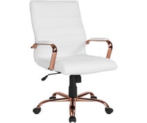Flash Furniture GO-2286H-WH-RSGLD-GG High Back White Faux LeatherSoft Executive Swivel Office Chair with Rose Gold Frame and Arms
