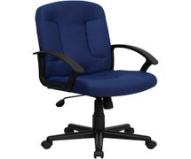 Mid-Back Navy Fabric Executive Swivel Office Chair with Nylon Arms