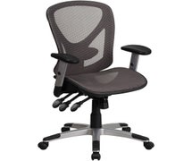 Flash Furniture GO-WY-136-3-GG Mid-Back Gray Mesh Executive Swivel Office Chair with Mesh Seat and Back and Triple Paddle Multi-Function Control