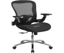 Mid-Back Black Mesh Executive Swivel Office Chair with Synchro-Tilt and Height Adjustable Flip-Up Arms