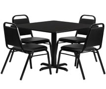 Flash Furniture 47K-327 Taper Back Chair and Table Set Combo Deal, Black Laminate Table