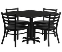 Flash Furniture 47K-331 Ladderback Chair and Table Set Combo Deal, Black Laminate Table