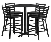 Flash Furniture HDBF1021-GG 30'' Round Black Laminate Table Set with Four Metal Stools