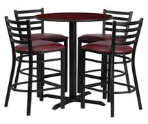 Flash Furniture HDBF1026-GG 30'' Round Mahogany Laminate Table Set with Four Bar Stools