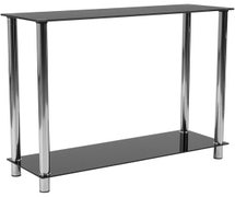 Flash Furniture Riverside Black Glass Console Table with Stainless Steel Frame