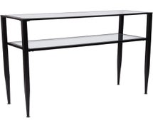 Flash Furniture Newport Glass Console Table with Shelves and Black Metal Frame
