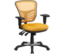 Flash Furniture HL-0001-YEL-GG Mid-Back Yellow-Orange Mesh Multifunction Executive Swivel Ergonomic Office Chair with Adjustable Arms