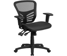 Flash Furniture HL-0001T-GG Mid-Back Black Mesh Executive Swivel Office Chair with Multi-Function Triple Paddle Control and Height Adjustable Arms