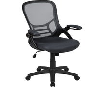 Flash Furniture HL-0016-1-BK-DKGY-GG High Back Dark Gray Mesh Ergonomic Swivel Office Chair with Black Frame and Flip-up Arms
