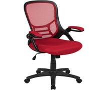 Flash Furniture High Back Red Mesh Ergonomic Swivel Office Chair with Black Frame and Flip-up Arms