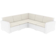 Compamia ISP834-WH Monaco Resin Patio Sectional 5 piece White with Cushion