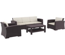 Compamia ISP836-BR Monaco Resin Patio Seating Set 5 person 4 piece Brown with Cushion