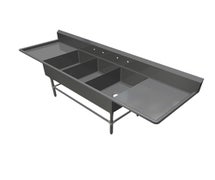 John Boos 43PB18244-2D24 Pro-Bowl Sink, 105-1/4"W X 29-1/2"D, (3) 14" Deep Bowl Compartments 18"W X 24"D