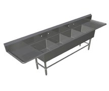 John Boos 4PB1618-2D18 Pro-Bowl Sink, (4) 16"W X 18" Front-To-Back X 12" Deep Compartments, (2) 18" Drainboards
