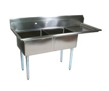John Boos E2S8-24-14R24 E-Series Compartment Sink, (2) 24"W X 24" Front-To-Back X 14" Deep Compartments, (1) 24" Right Drainboard