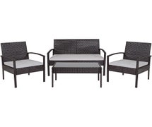 Flash Furniture JJ-S312-GG Aransas Series 4 Piece Black Patio Set with Steel Frame and Gray Cushions