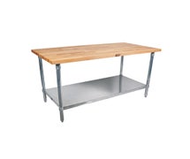 John Boos JNS10-X Wood-Top Work Table with Galvanized Undershelf, 30"x60"