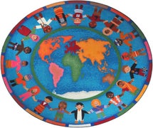 Joy Carpets 1488E Hands Around the World Area Rug, 7'7", Round, Multi-Colored