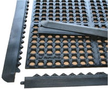 Rhino K3-3636B-KIT 3 ft x 3 ft Black Drain-Thru Anti-fatigue Mat with Bevel Ramps