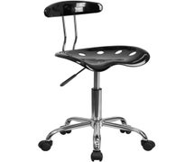 Flash Furniture Vibrant Black and Chrome Swivel Task Office Chair with Tractor Seat