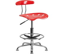 Flash Furniture Vibrant Cherry Tomato and Chrome Drafting Stool with Tractor Seat