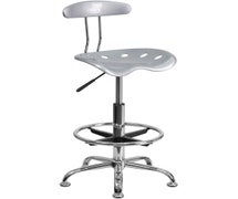 Flash Furniture Vibrant Silver and Chrome Drafting Stool with Tractor Seat