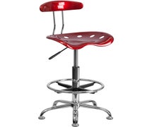 Flash Furniture Vibrant Wine Red and Chrome Drafting Stool with Tractor Seat