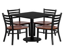 Flash Furniture MD-0003-GG - Table and Four Chairs Set, Black Metal