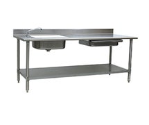 Eagle Group PT 3084 Spec-Master Prep Table, 84"W x 30"D, 14/304 stainless steel top with 4-1/2" backsplash