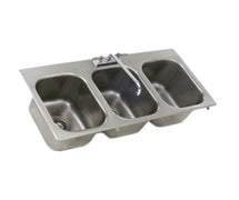 Eagle Group SR10-14-9.5-3 Drop-In Sink, three compartment, 10"Wide x 14" front-to-back x 9-1/2" deep bowls