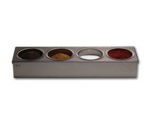 Matfer 017084 Spice Roll Box, (4) 16 Oz Hemispheric Bowls With Slanted Supporting Base, Plexiglass Lids, Stainless Steel
