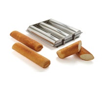 Matfer 341713 Triple Bread Mold, 11-3/4"L X 1-3/4" Diameter, Round, 3 Molds Attached In 2 Pieces With Clamp Closures