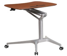 Flash Furniture NAN-IP-10-GG Mobile Sit-Down, Stand-Up Mahogany Computer Ergonomic Desk with 28.25''W Top (Adjustable Range 29'' - 41'')