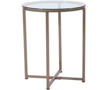 Flash Furniture Greenwich Collection Glass End Table with Matte Gold Frame