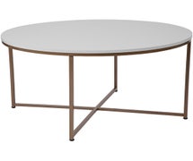 Flash Furniture Hampstead Collection White Coffee Table with Matte Gold Frame