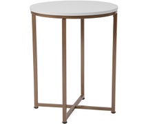 Flash Furniture Hampstead Collection White End Table with Matte Gold Frame