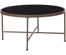 Flash Furniture Chelsea Black Glass Coffee Table with Matte Gold Frame
