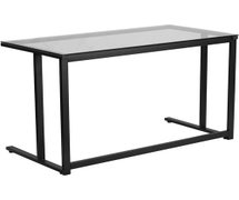 Glass Desk with Black Pedestal Frame