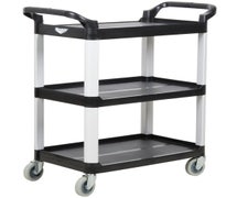 Vollrath 97006 Three-Shelf Plastic Utility Cart, Black, 33"Lx16-13/16"Wx37"H