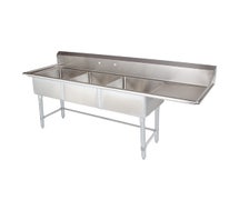 Tarrison TACDS324R - Three Compartment Sink with (1) 24" Drainboard on the right, 99"W x 30"D x 45"H