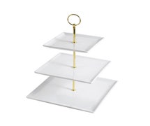 CAC China PTE-SQ3 Catering Collection Serving Tray, 3-Tier, Includes: (1) 10"L X 10"W Base Tier