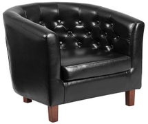 Flash Furniture HERCULES Cranford Black Faux Leather Tufted Barrel Chair