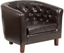 Flash Furniture HERCULES Cranford Brown Faux Leather Tufted Barrel Chair